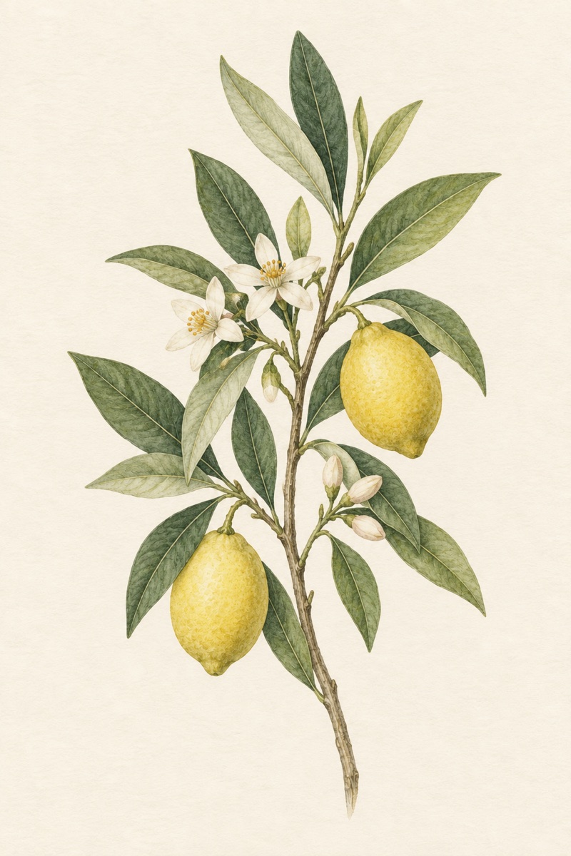 Ilustración botánica de un limonero, de la colección de Branca